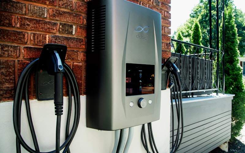 EV charging station mounted on residential wall